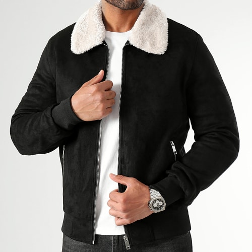 Bomber Suédine Col Mouton 0323 Noir