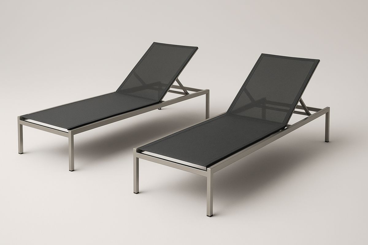 Gartenliege Set 2-teilig Edelstahl Textilene Anthrazit verstellbar 200
