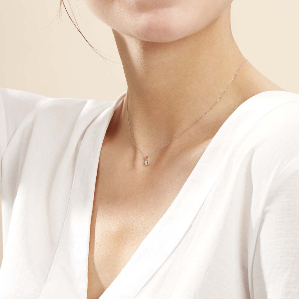 Collier Vrille Accompagnee Or Blanc Diamant