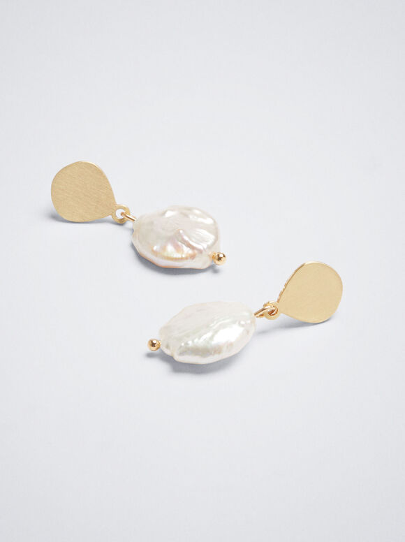 Brincos com pérola de água doce - Coral