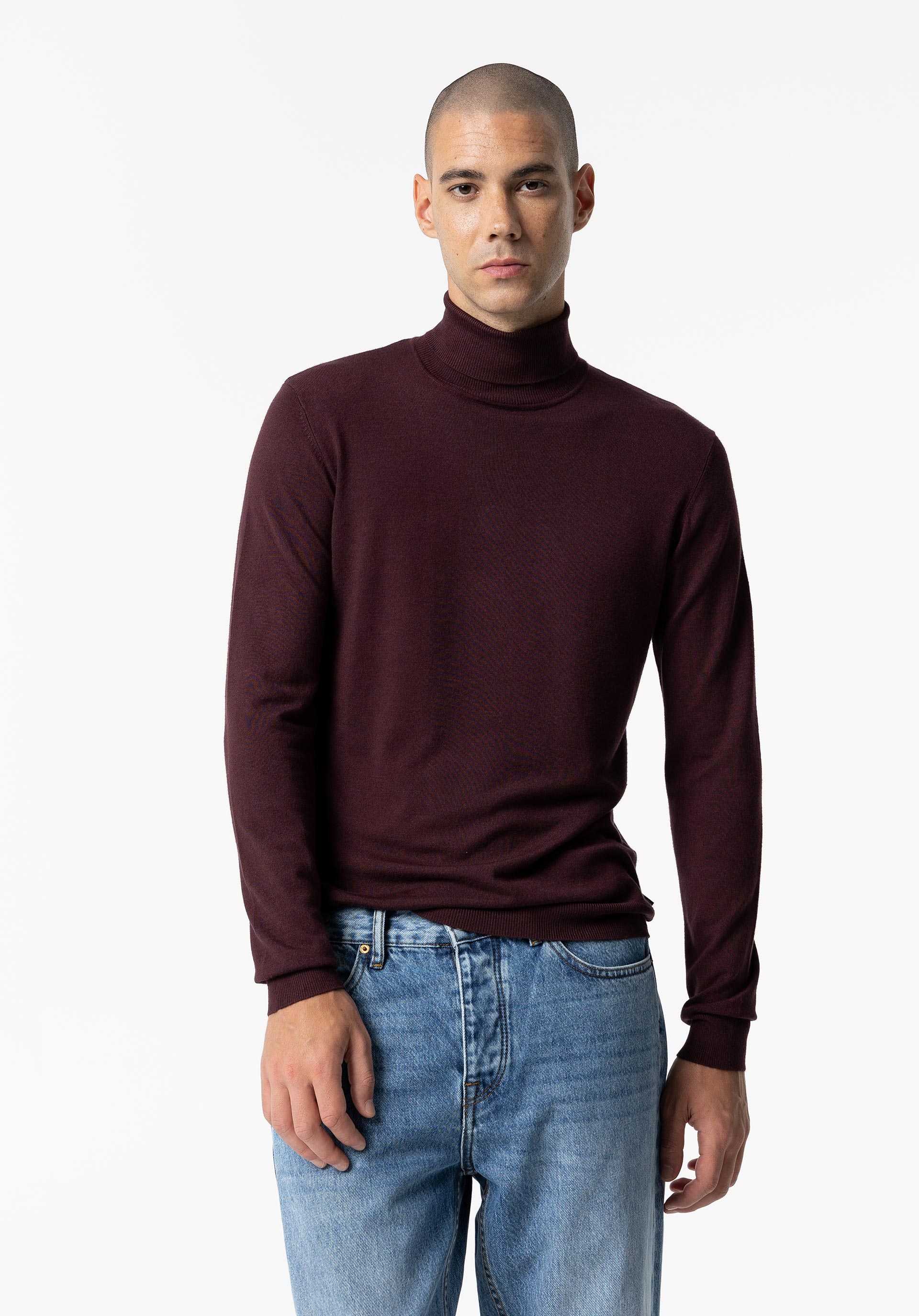 Camisola de Malha Básica de Gola Alta