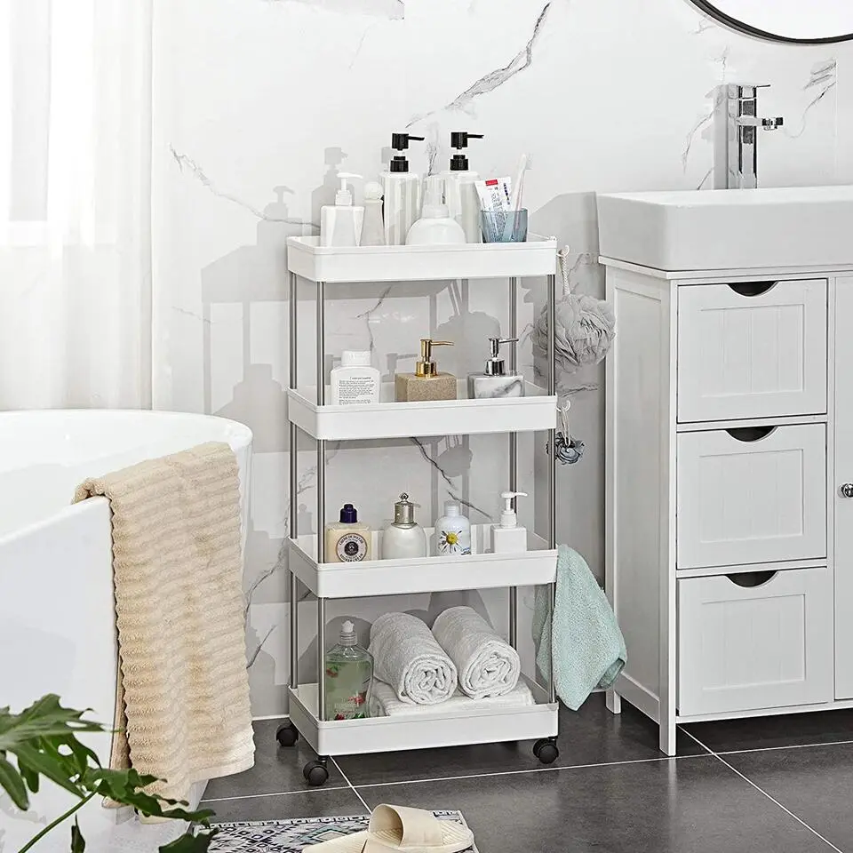 Opbergtrolley - 4 niveaus - 40x86x22 cm - wit