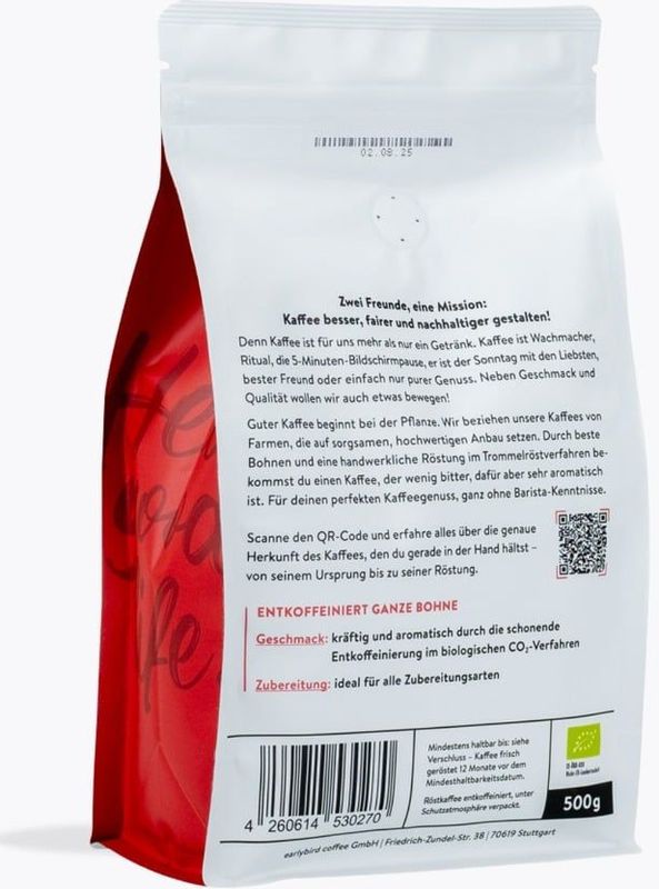 earlybird coffee - Decaffeinated Organic - Oploskoffie - 500g