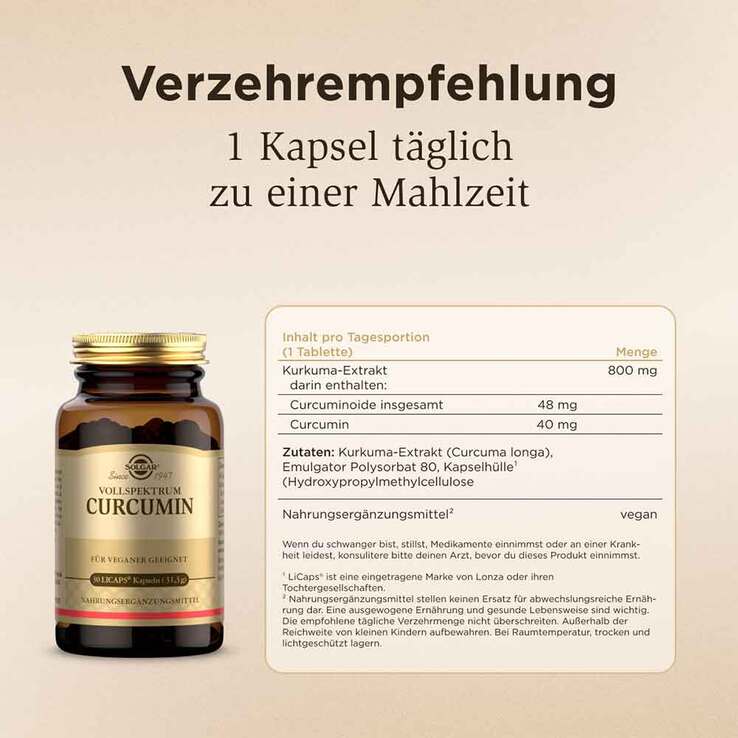 Solgar Vollspektrum Curcumin Kapseln, 30 St