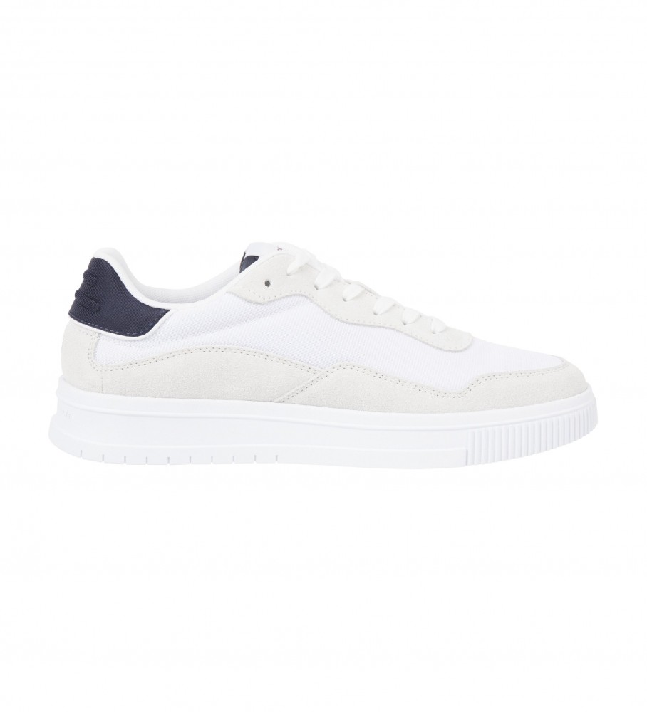 Tênis Tommy Hilfiger de couro com sola de borracha e cadarço, branco