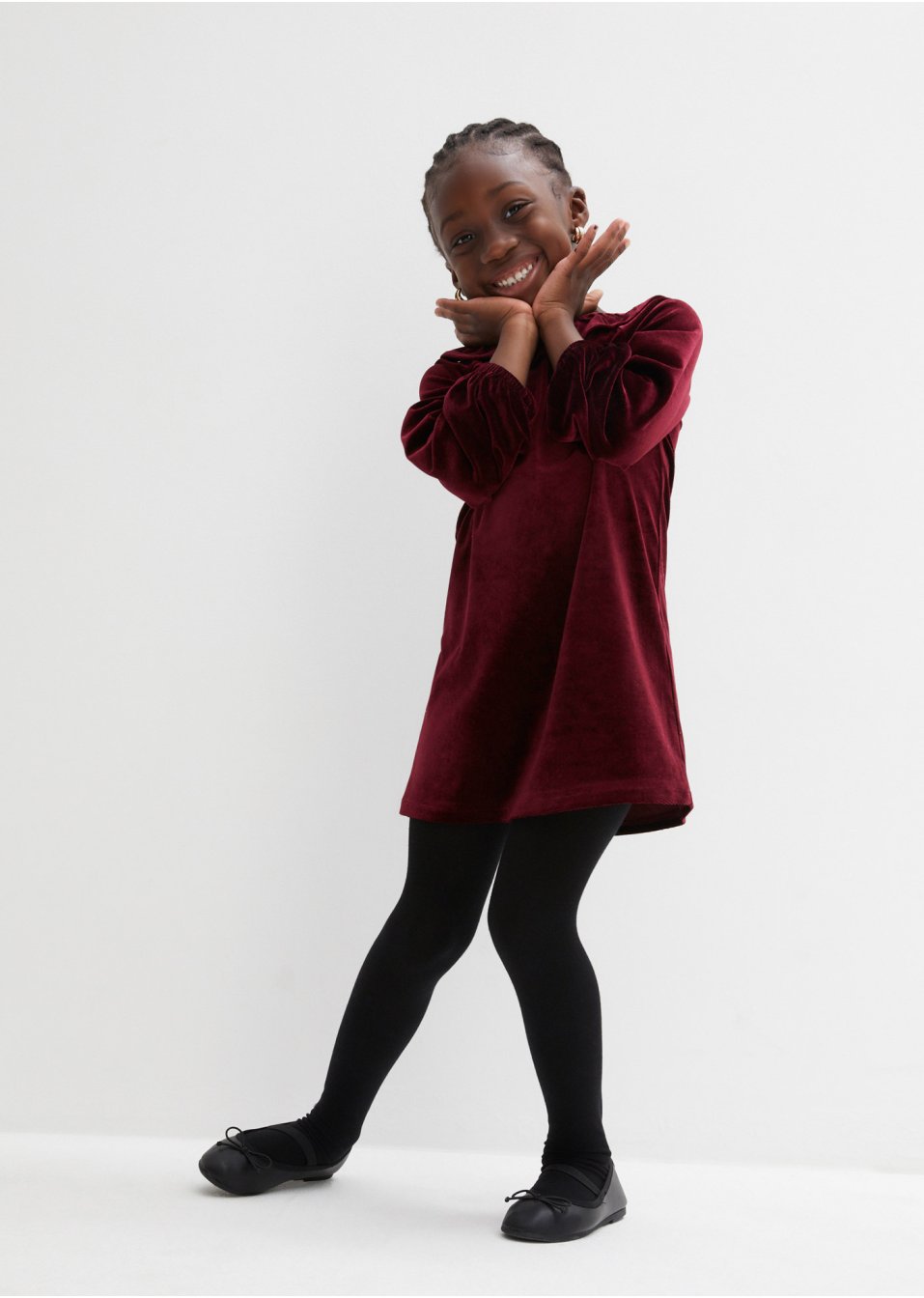 Robe en velours fille avec volants