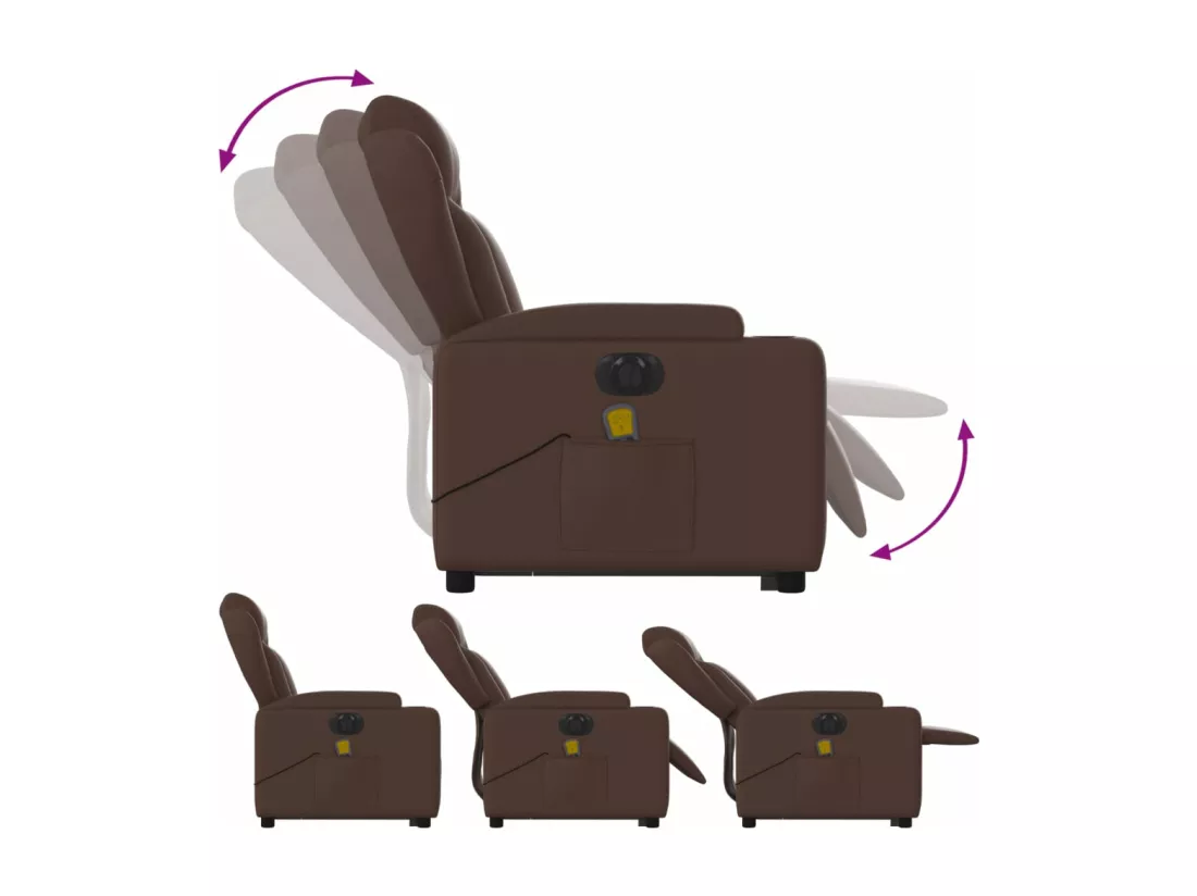 Fauteuil inclinable massant électrique marron similicuir
