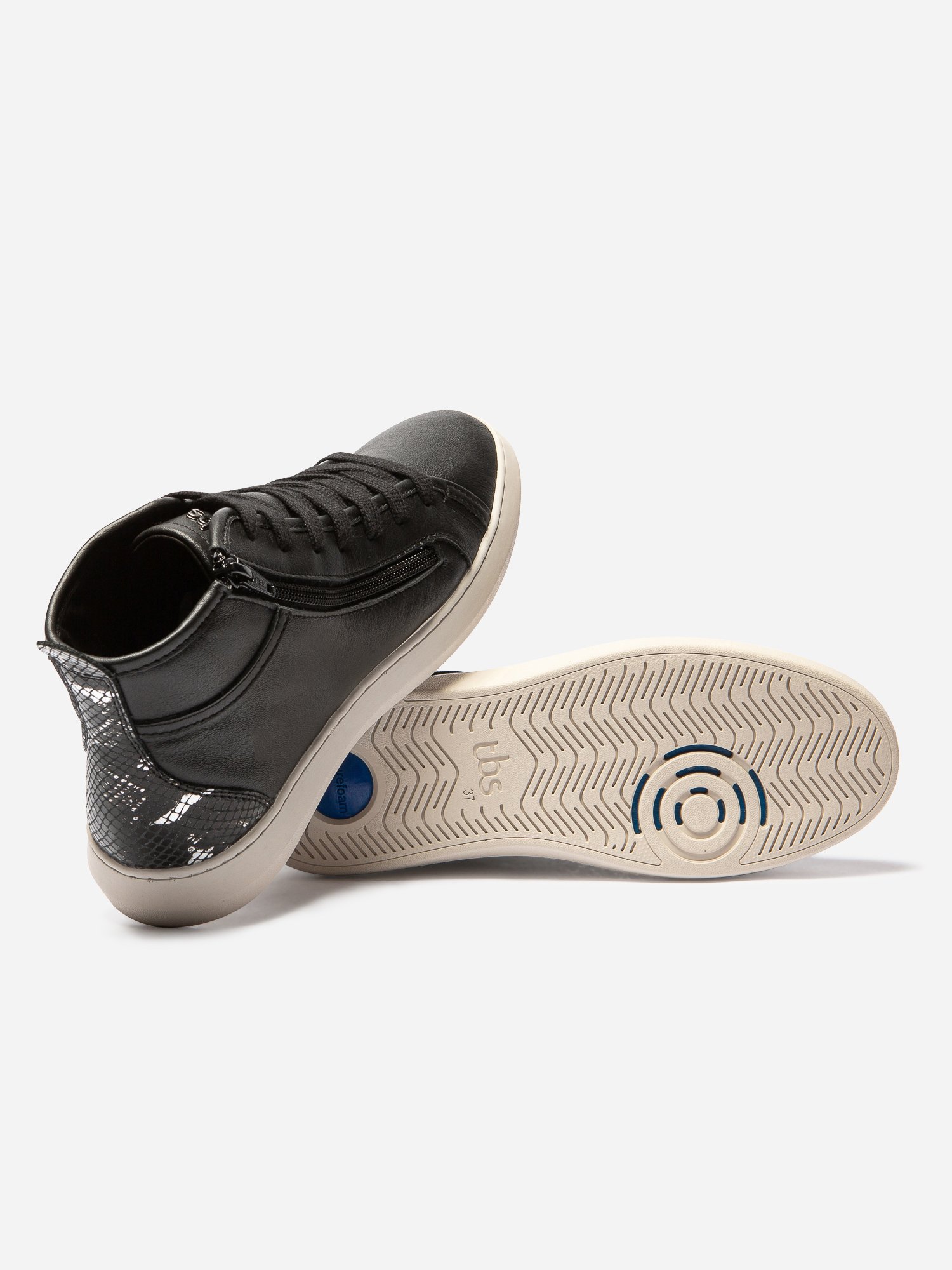 Baskets Montantes Femme Confort Purefoam Cuir Noir
