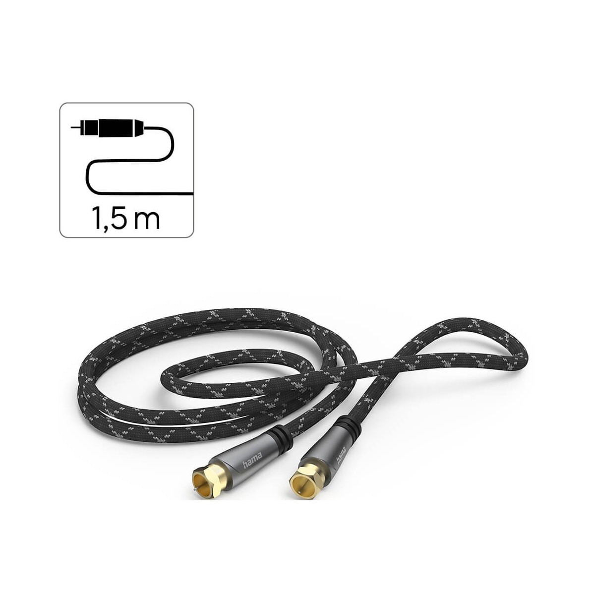 Hama SAT F-F 120dB antennekabel (sort, 1,5m)