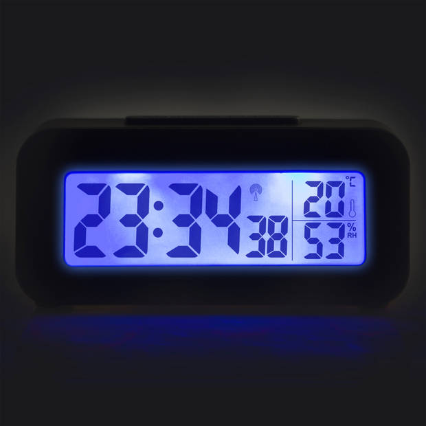 Wekker met thermometer en hygrometer Alecto Zwart