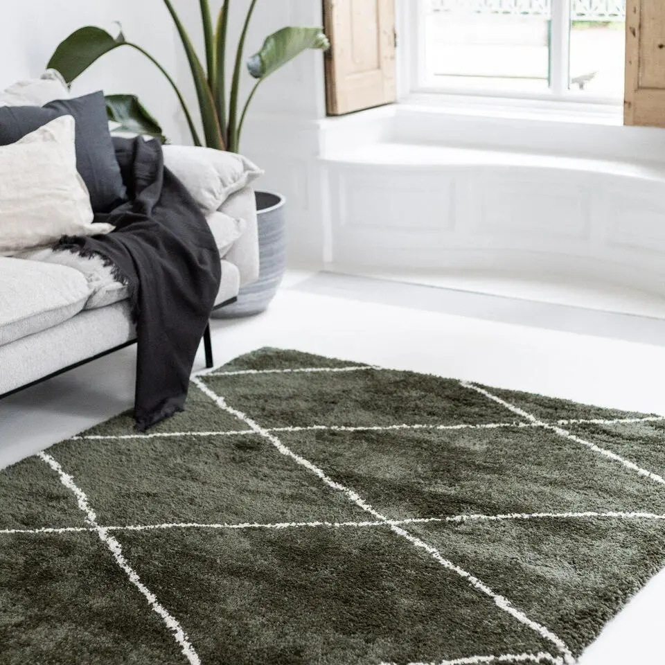 Interieur05 berber vloerkleed Nea groen/cream - 330 x 240 cm