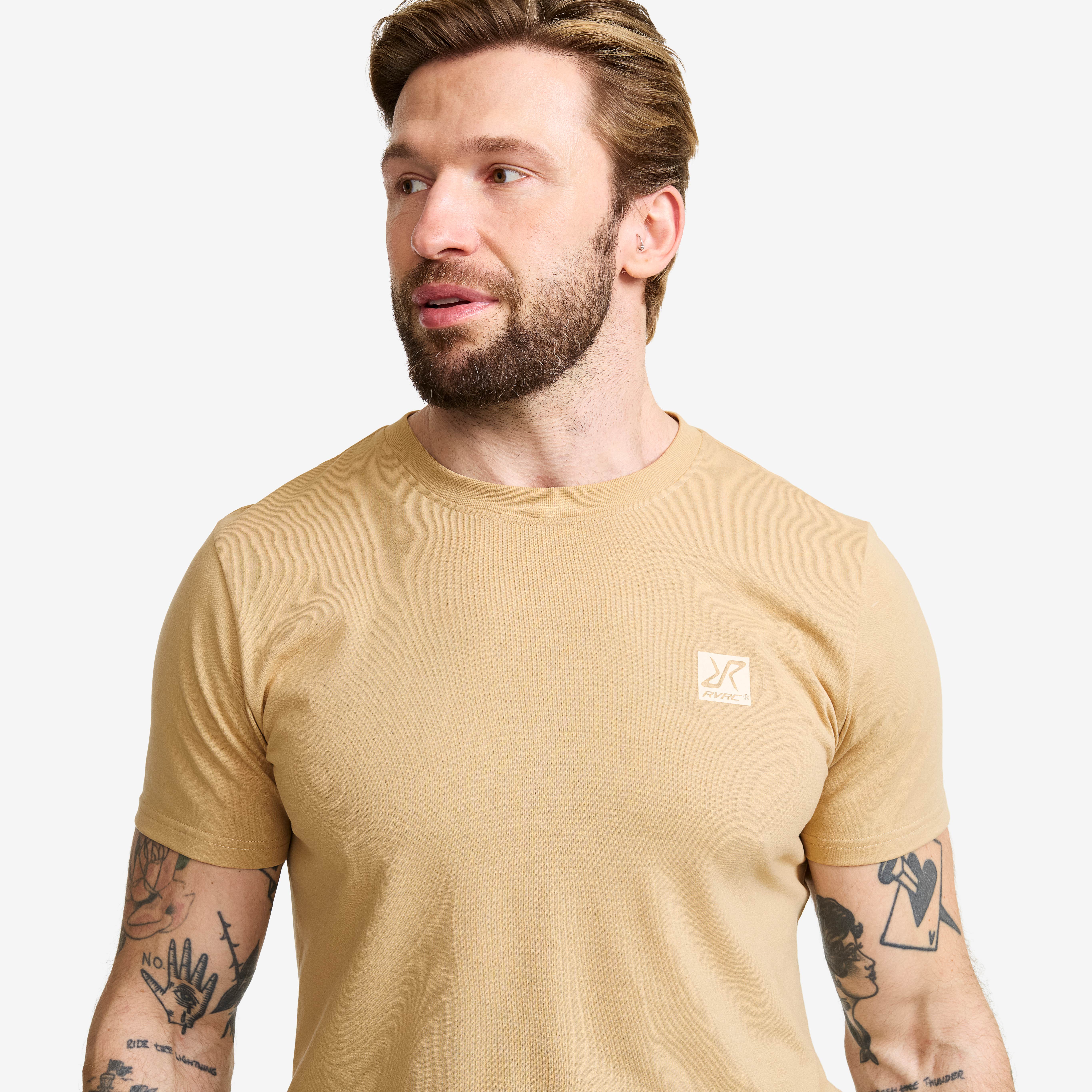 Easy Graphic Logo T-shirt Slim Fit Herre Safari Beige