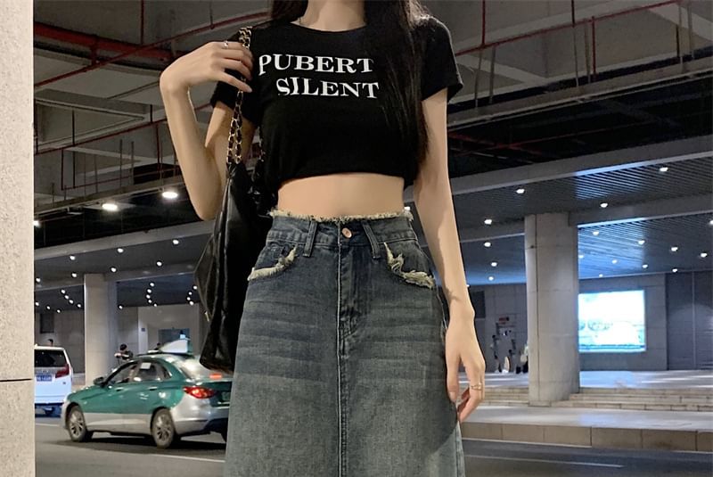Coline - Midi-rok met hoge taille en denim