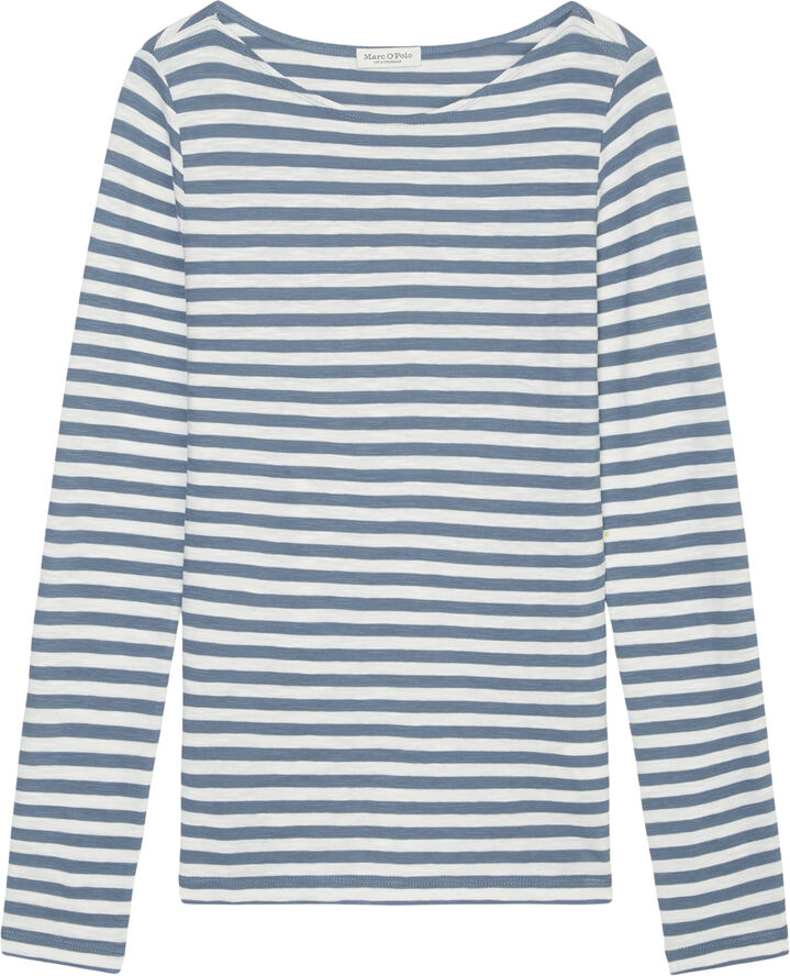 Marc O’Polo T-shirt, long sleeve, boat neck, st Multi/ hazy blue