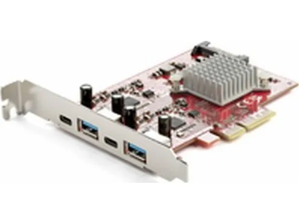 StarTech.com 4-Port USB PCIe Card, 10Gbps USB PCI Express Expansion Card w/ 2 Controllers, 2x USB-C & 2x USB-A ports (USB 3.2/3.1 Gen 2), USB/USB-C PCI-e Card, Full Profile Brackets - USB PCIe Add-On Card (PEXUSB312A2C2V) - USB-adapter - PCIe 3.0 x4