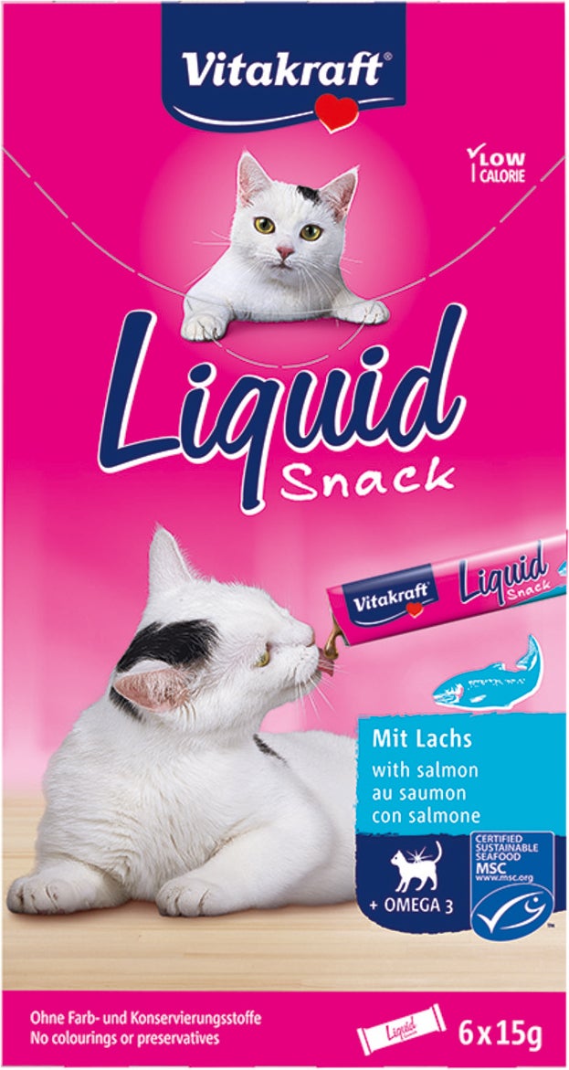 Vitakraft kattensnack Liquid zalm en omega 3 15 g 6 stuks