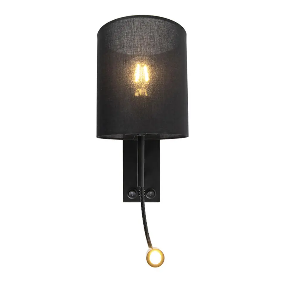 Qazqa wandlampen stacca zwart e27
