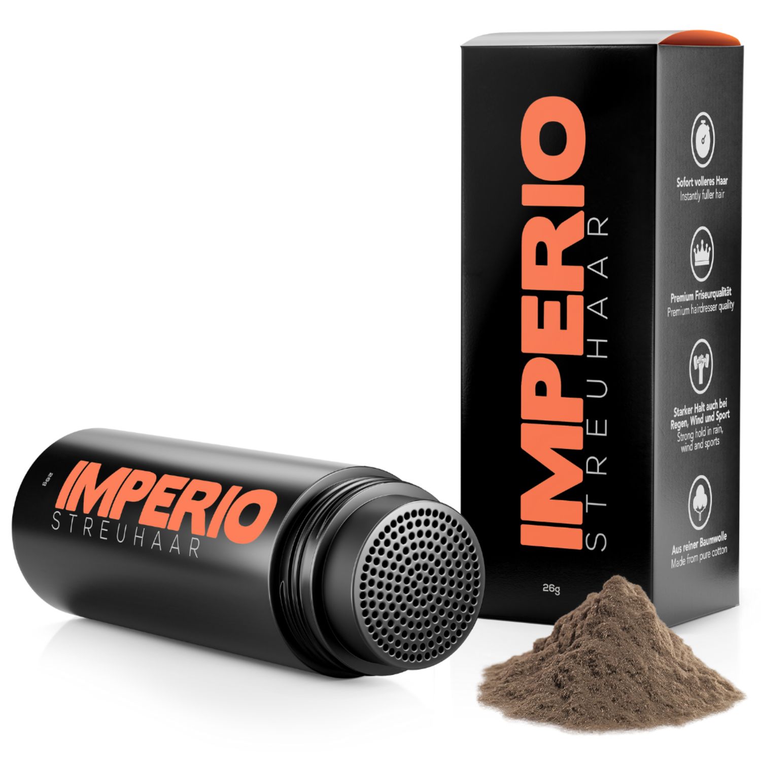 IMPERIO® Streuhaar zur Haarverdichtung - 100% Baumwolle, dermatologisch getestet