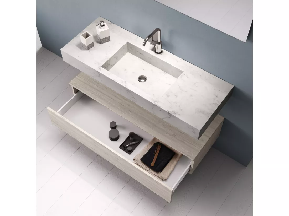 Ensemble de salle de bain 5 pièces ASTRA marbre carrara/sherwood naturel