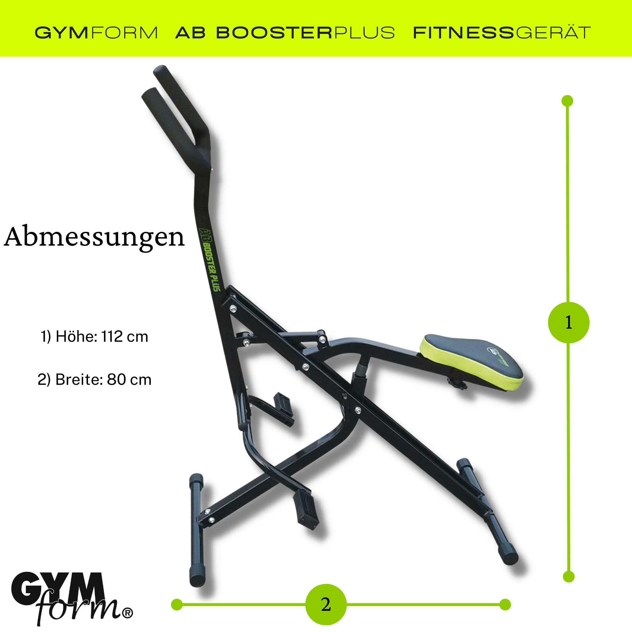 Gymform® Fitnessgerät für Zuhause klappbar - Trainingsgerät Ab Booster Plus