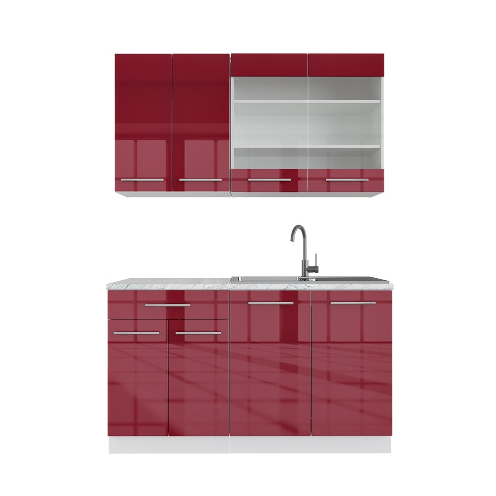 Vicco Küchenzeile Singleküche Küchenblock 140cm Fame-Line Hochglanz Fronten