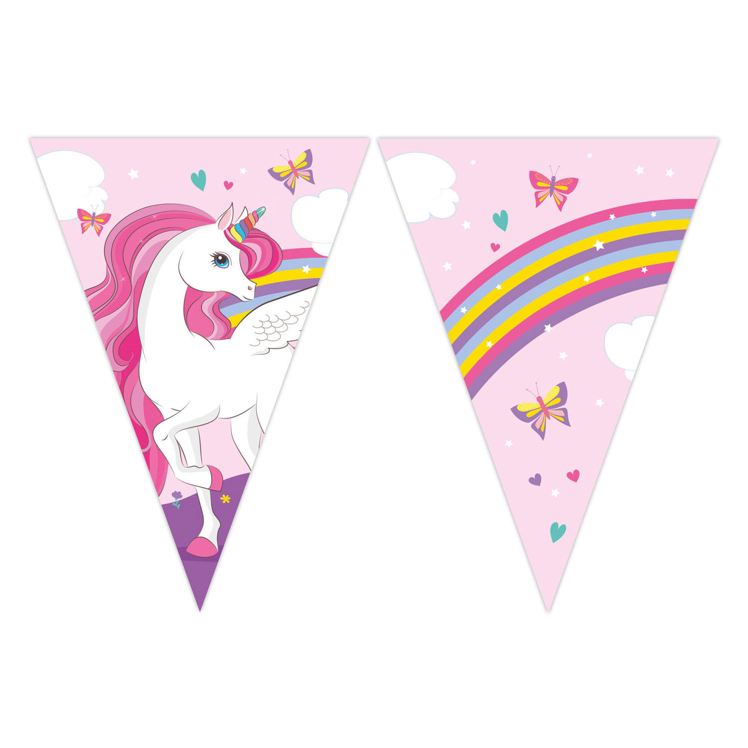 Papieren Vlaggenlijn FSC Eenhoorn Regenboog Kleuren, 3mtr.