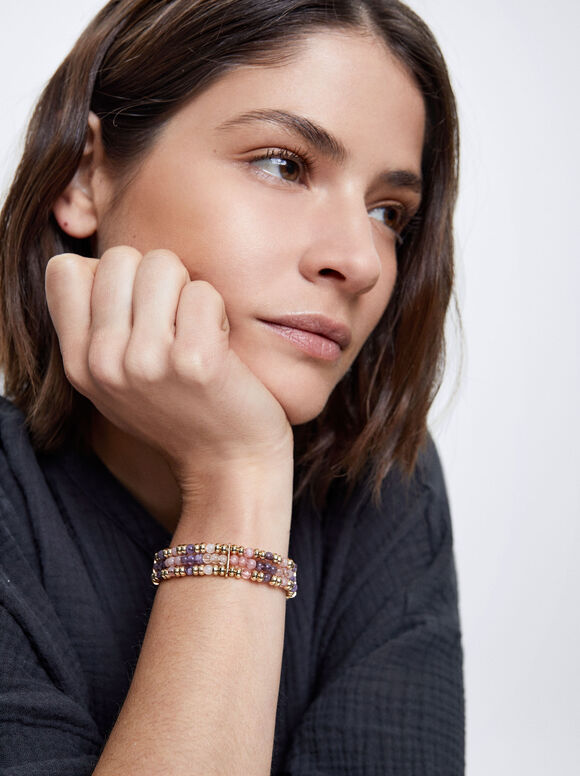 Pulseira elástica com resina - Multicolorida