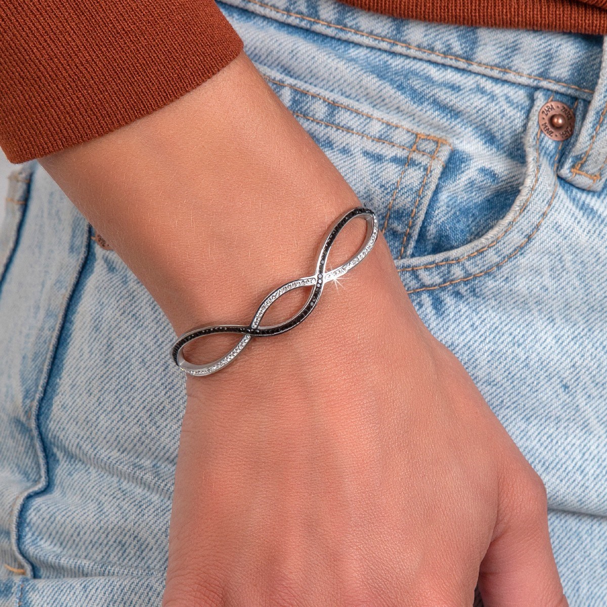 Bracelet en acier inoxydable SC Crystal orné de cristaux scintillants