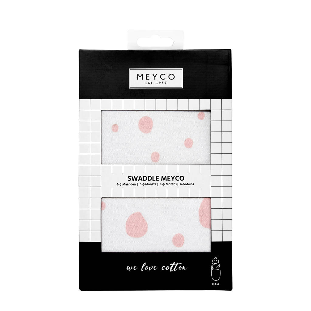 Dots inbakerdoek 4-6 mnd wit/lichtroze