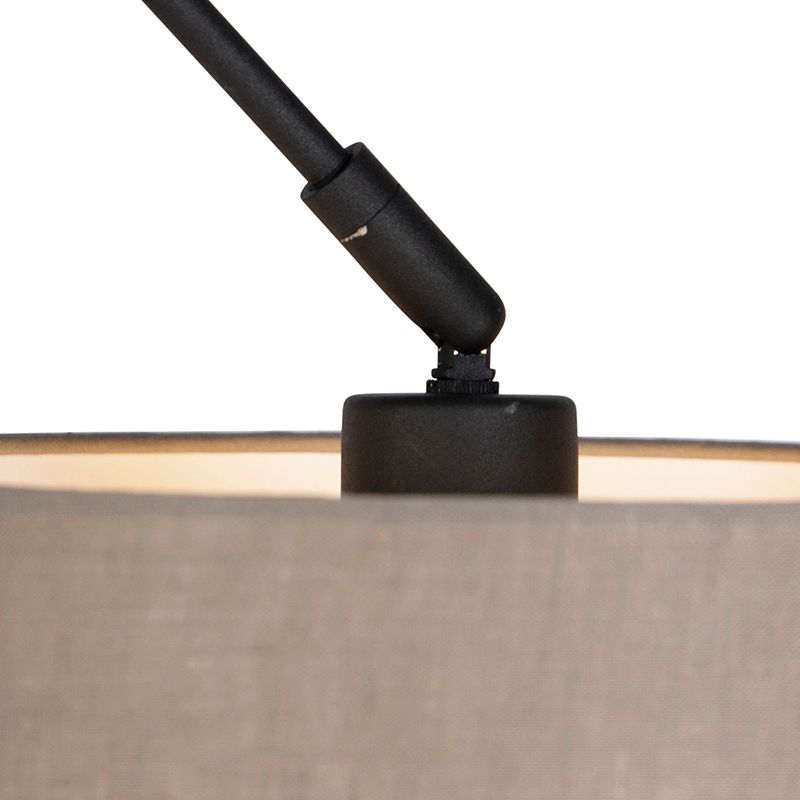 Hanglamp zwart met linnen kap taupe 35 cm - Blitz