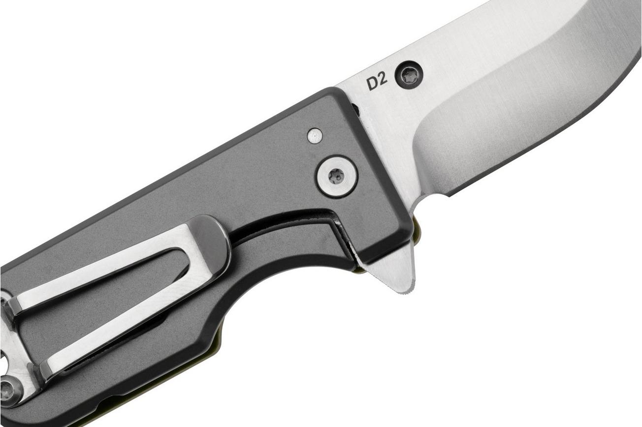 WESN Microblade SN01-3, D2, OD Green G10, Titanium, zakmes