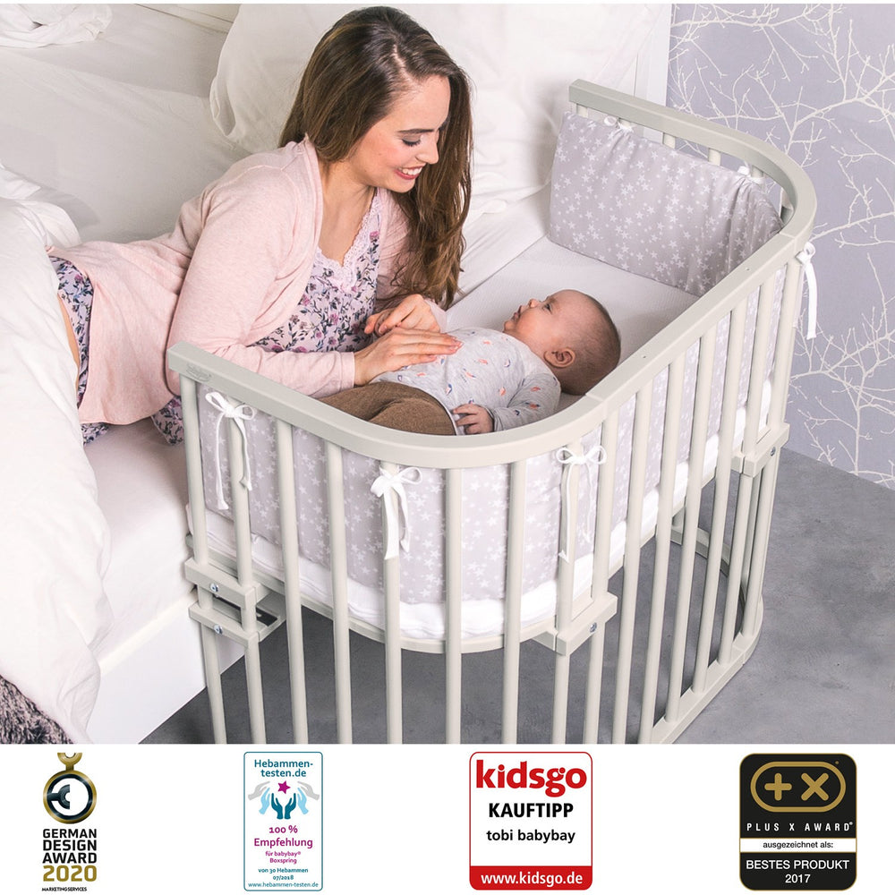 Køb babybay® Bedside Crib Beige Varnished Maxi Co-Sleeper Babyseng