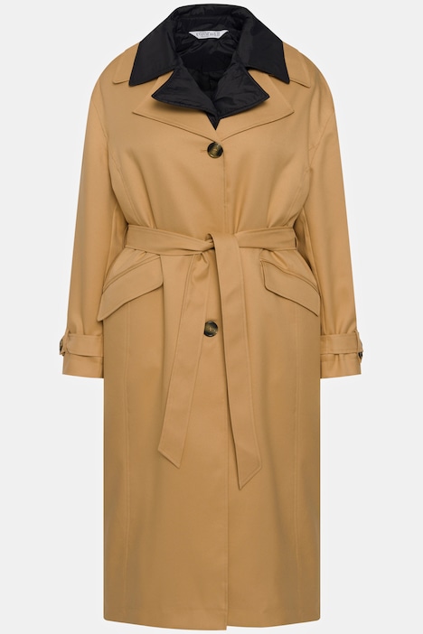 2-in-1 Trenchcoat mit Steppweste, oversized, Reverskragen, Langarm