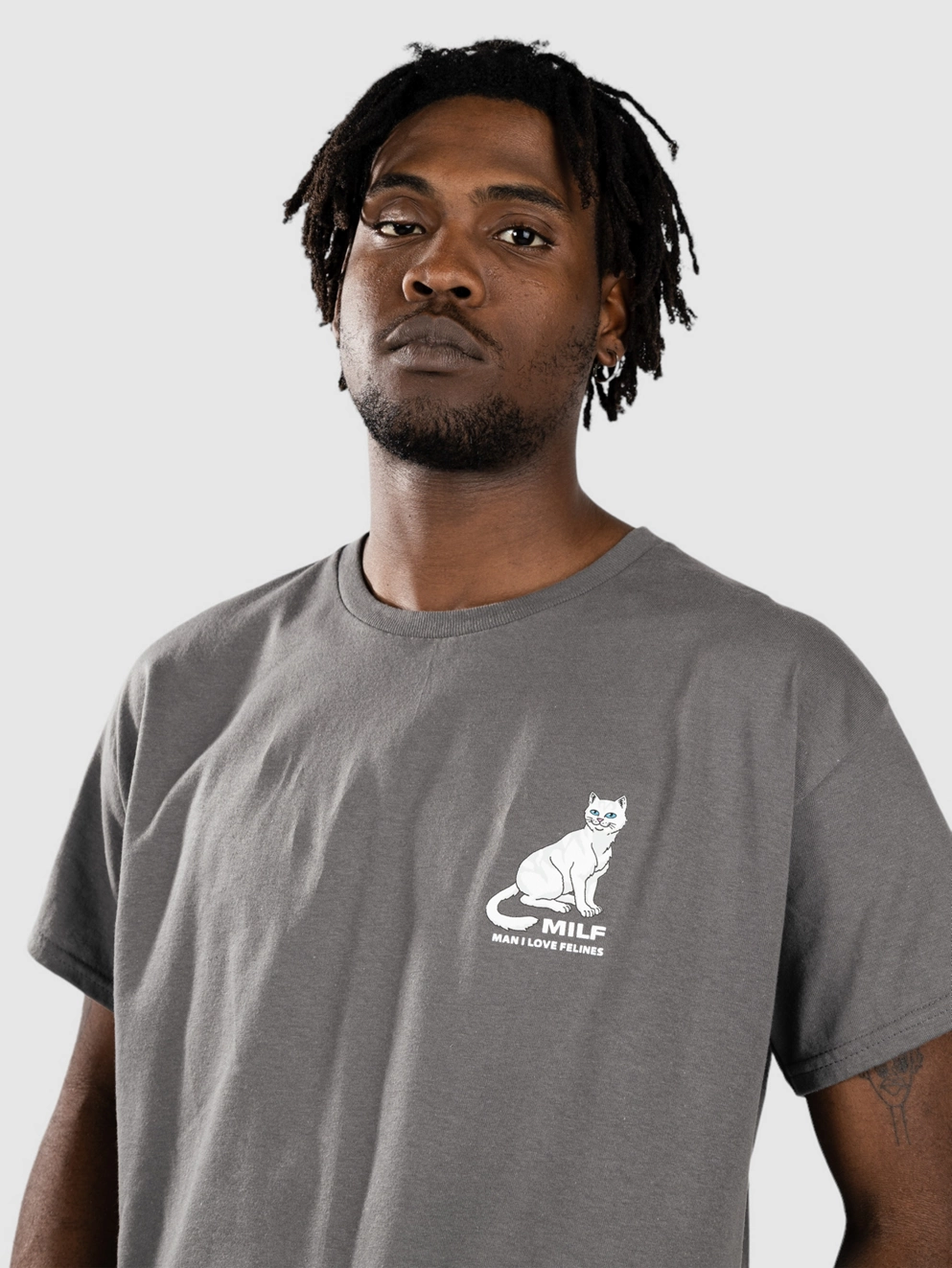RIPNDIP Man I Love Felines T-Shirt charcoal