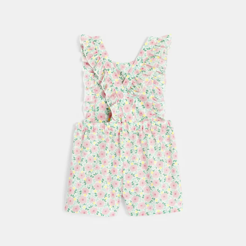 Combi short fleurie rose bébé fille Gris ou noir