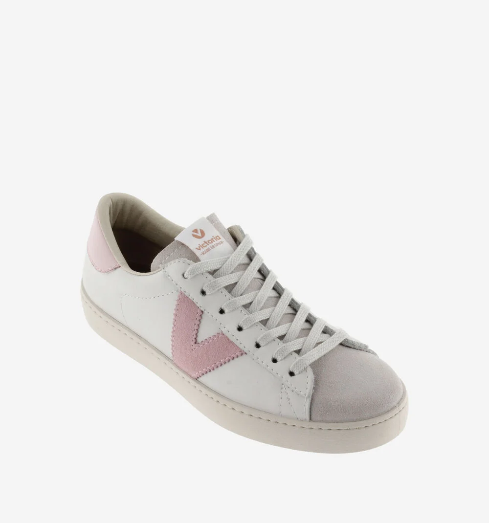 BERLÍN CUIR & CUIR FENDU Baskets blanches unisexes en cuir PETALO