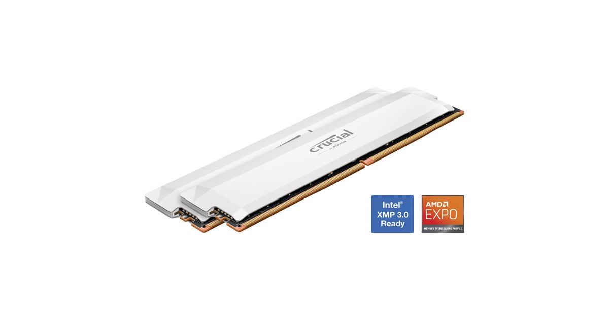 Crucial32 GB DDR5-6000 (2x 16 GB) Dual-Kit werkgeheugen  (Wit, CP2K16G60C36U5W, XMP 3.0, EXPO)
