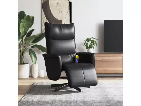 Fauteuil inclinable massant repose-pieds noir similicuir