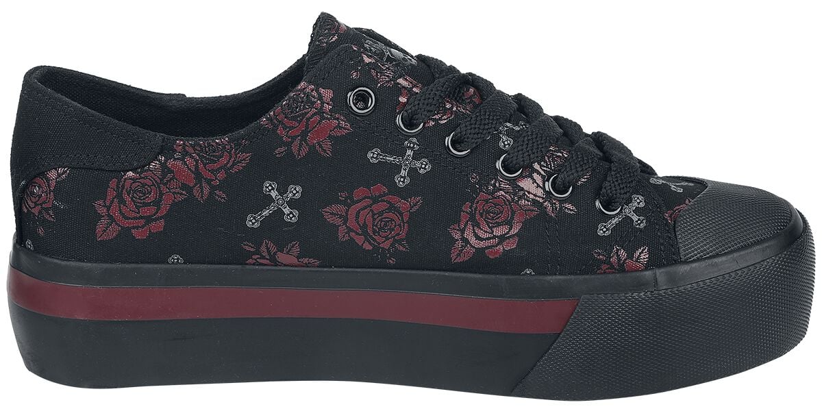 Baskets Basses Plateformes Avec Imprimés Croix & Roses | Rock Rebel by EMP Baskets