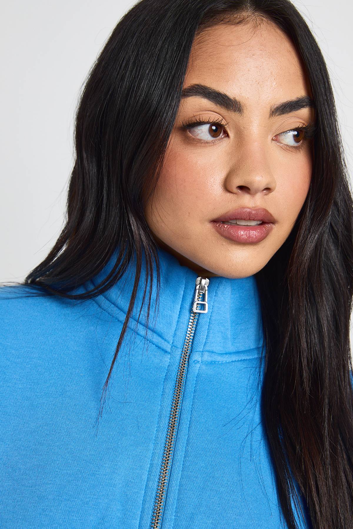 boohoo Sweat à Casynthétiqueche Col Montant Taille Cintrée avec Fermeture Éclair