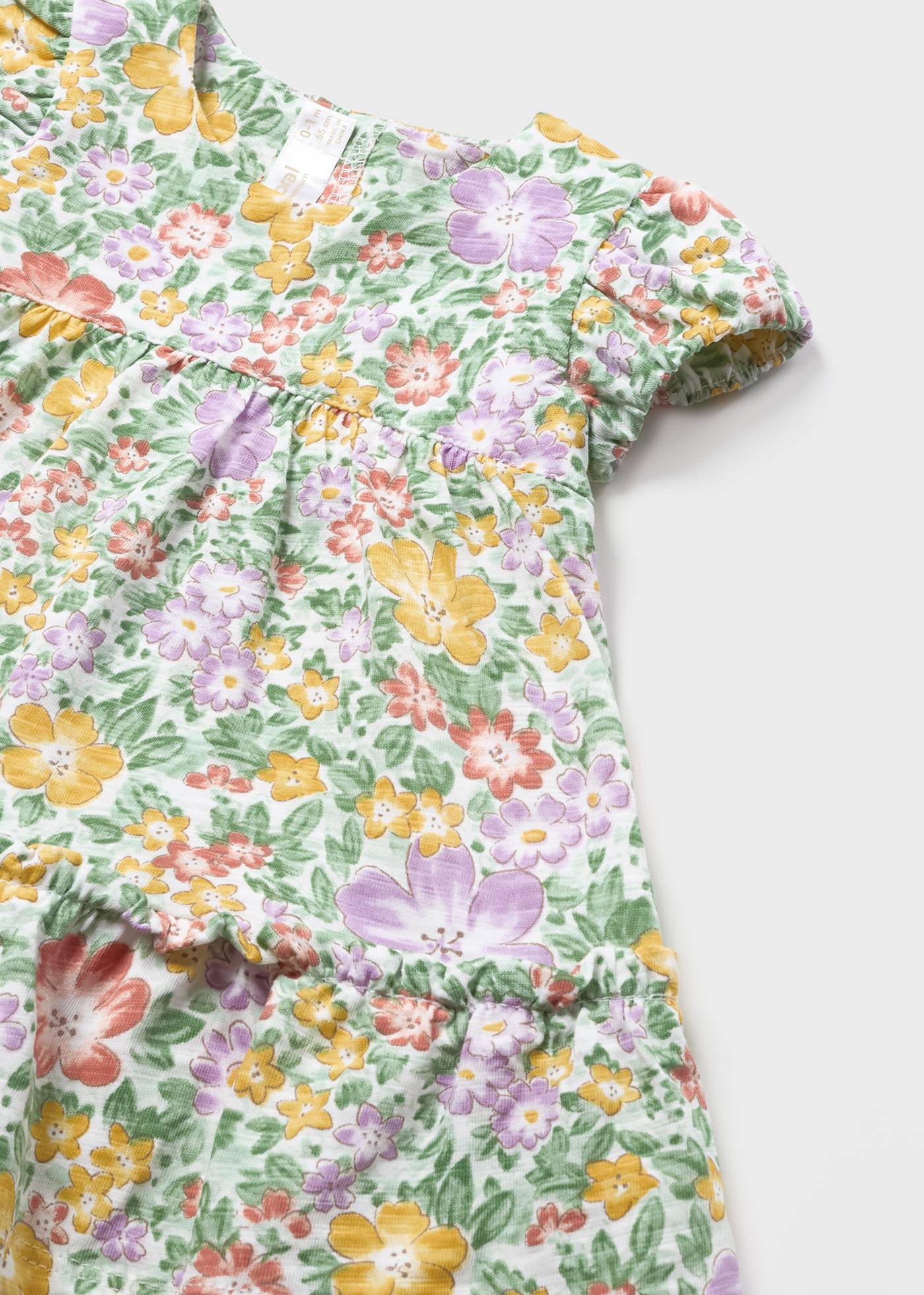 Vestido com faixa de cabelo em algodão sustentável para recém-nascido