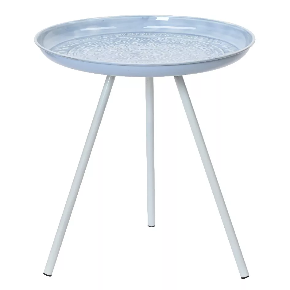 Table d'appoint ronde (H43 cm) Plateau émaillé Bleu