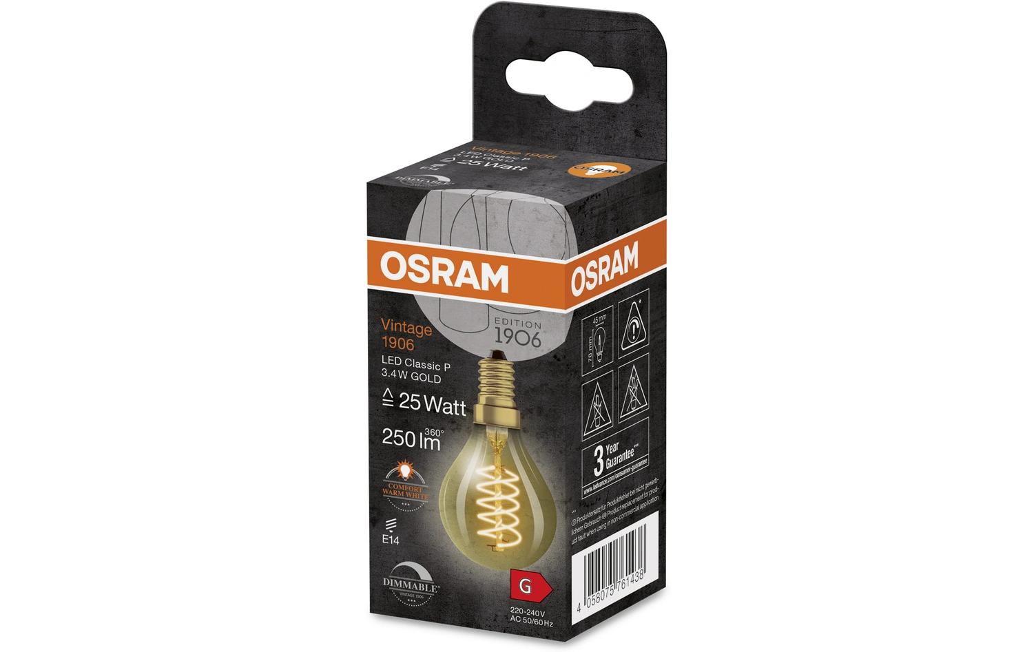 Lampe Vintage 1906 Classic P25, 3.4W, E14, WarmweissDimmbare LED-Lampen, Vintage-Edition