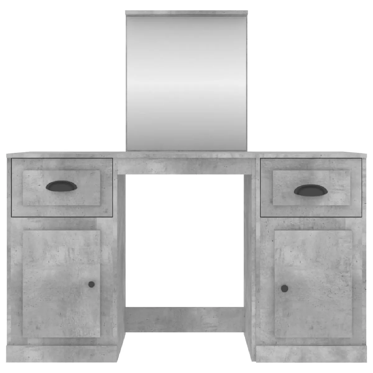 Helloshop26 Coiffeuse avec miroir - Gris béton