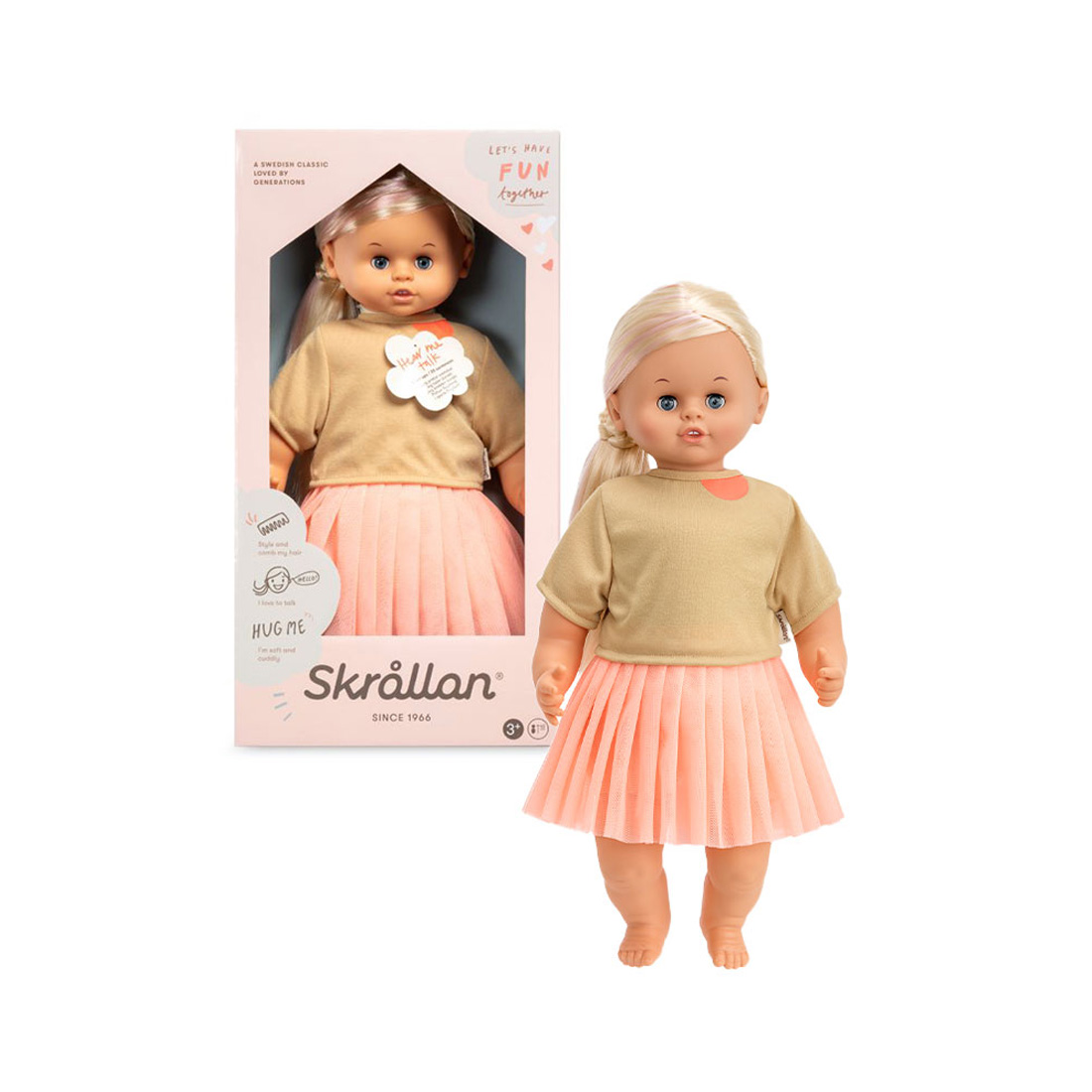 Skrallan Puppe blondes Haar 45 cm