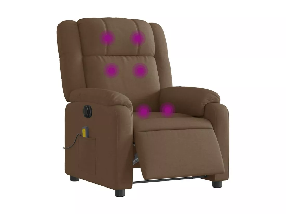 Fauteuil inclinable massant électrique marron tissu