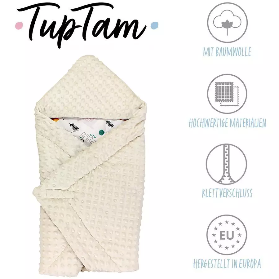 TupTam Baby Winter Einschlagdecke für Babyschale Wattiert beige