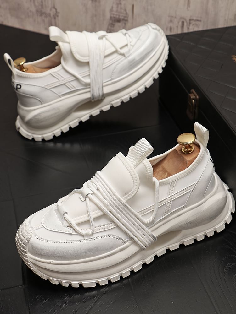 Mr Ozera - Platform Plain Lace Up Sneakers