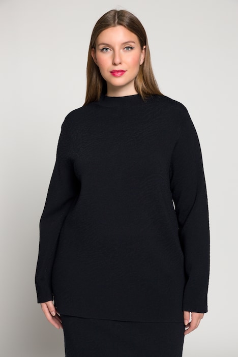 Pullover, Jacquard-Qualität, Stehkragen, Langarm