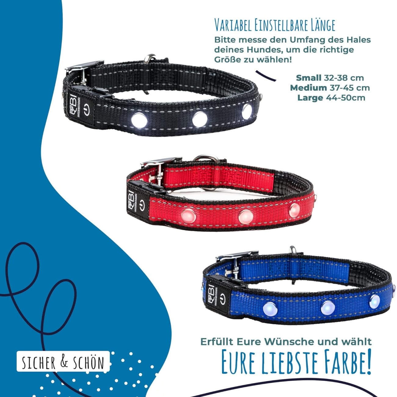 Petsation Leuchthalsband Hundehalsband blau L
